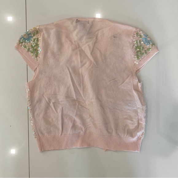 Authentic Y2K Pink Sequin Cardigan Short Sleeve - Picture 2 of 4